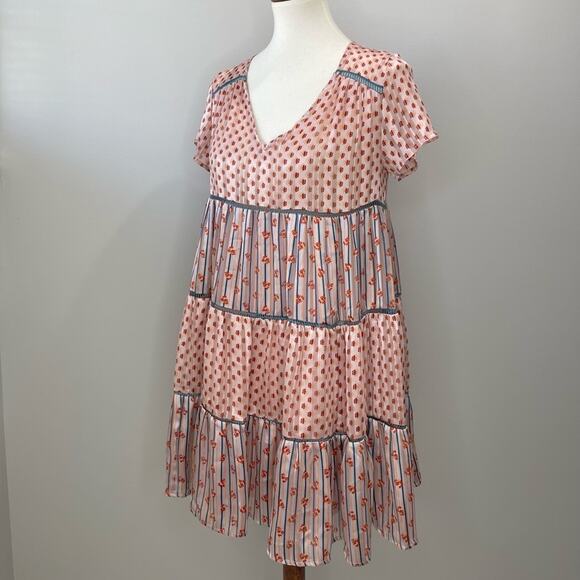 Urban Outfitters UO Pippa Chiffon Tiered Floral Flowy Mini Dress Size XS - Picture 5 of 11